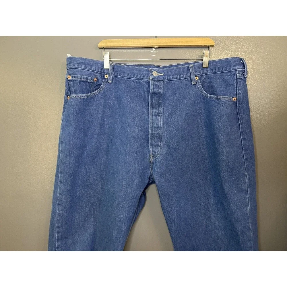 Levis 501 Jeans Mens 46x32 Blue Denim Button Fly Straight Leg Big Tall